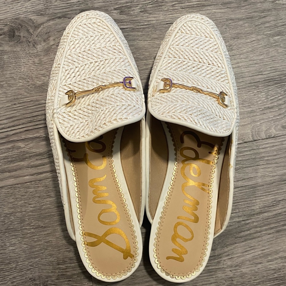 Sam Edelman white leather slides
